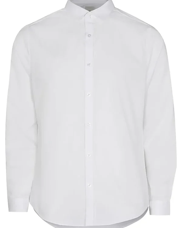 White slim fit long sleeve shirt