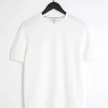 White slim fit textured knit t-shirt