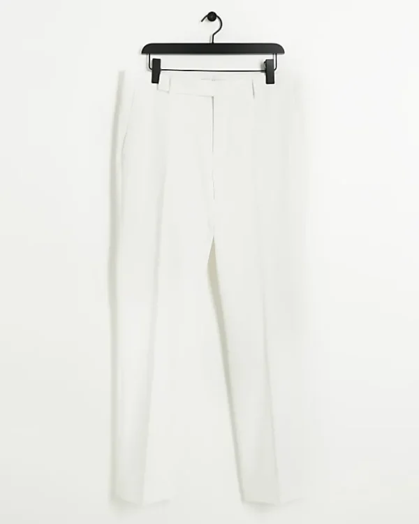 White slim fit tuxedo suit trousers