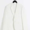 White slim fit tuxedo suit jacket