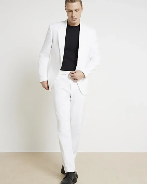 White slim fit tuxedo suit jacket