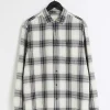 White slim fit waffle textured check shirt