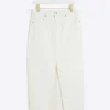 White split hem denim maxi skirt