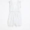 White textured cut out playsuit