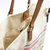 Yellow canvas stripe tote bag