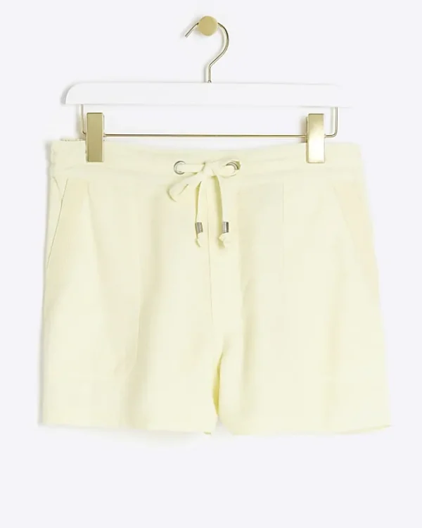 Yellow lyocell drawstring shorts