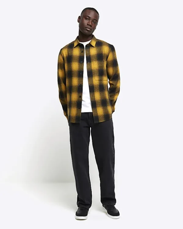 Yellow regular fit check shirt